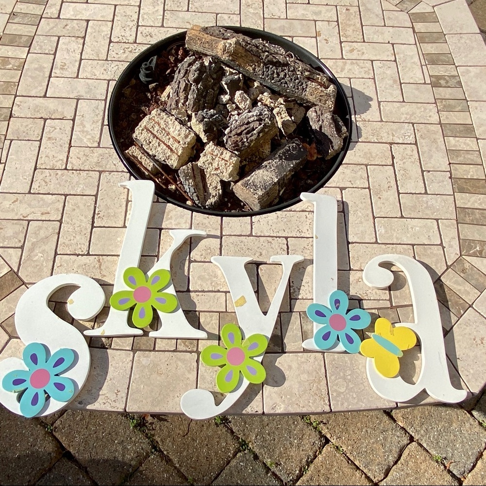 Wood Floral Accent Letter Wall Decor